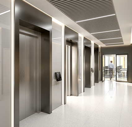 Four high-speed KONE lifts connect eight office floors at 35 Shelbourne Road 